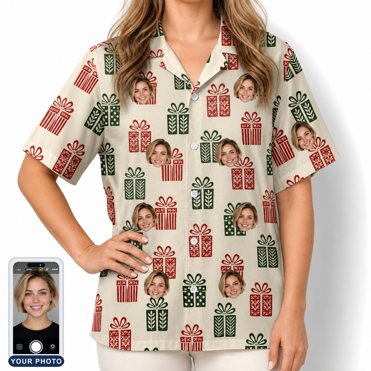 Women's Bowtiful Bundles Custom Face Hawaiian Shirt