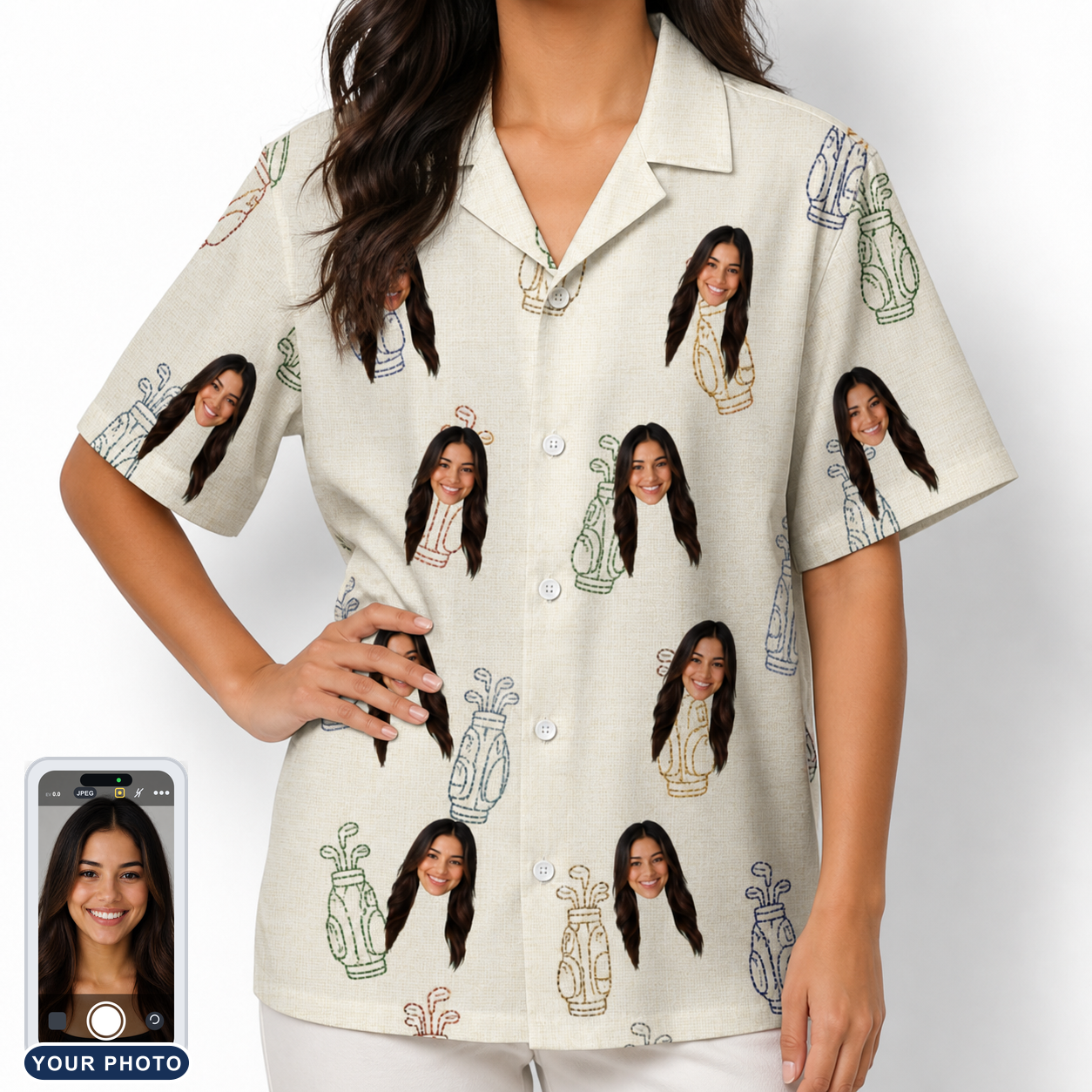 Women's Links Luggage Custom Face Hawaiian Shirt