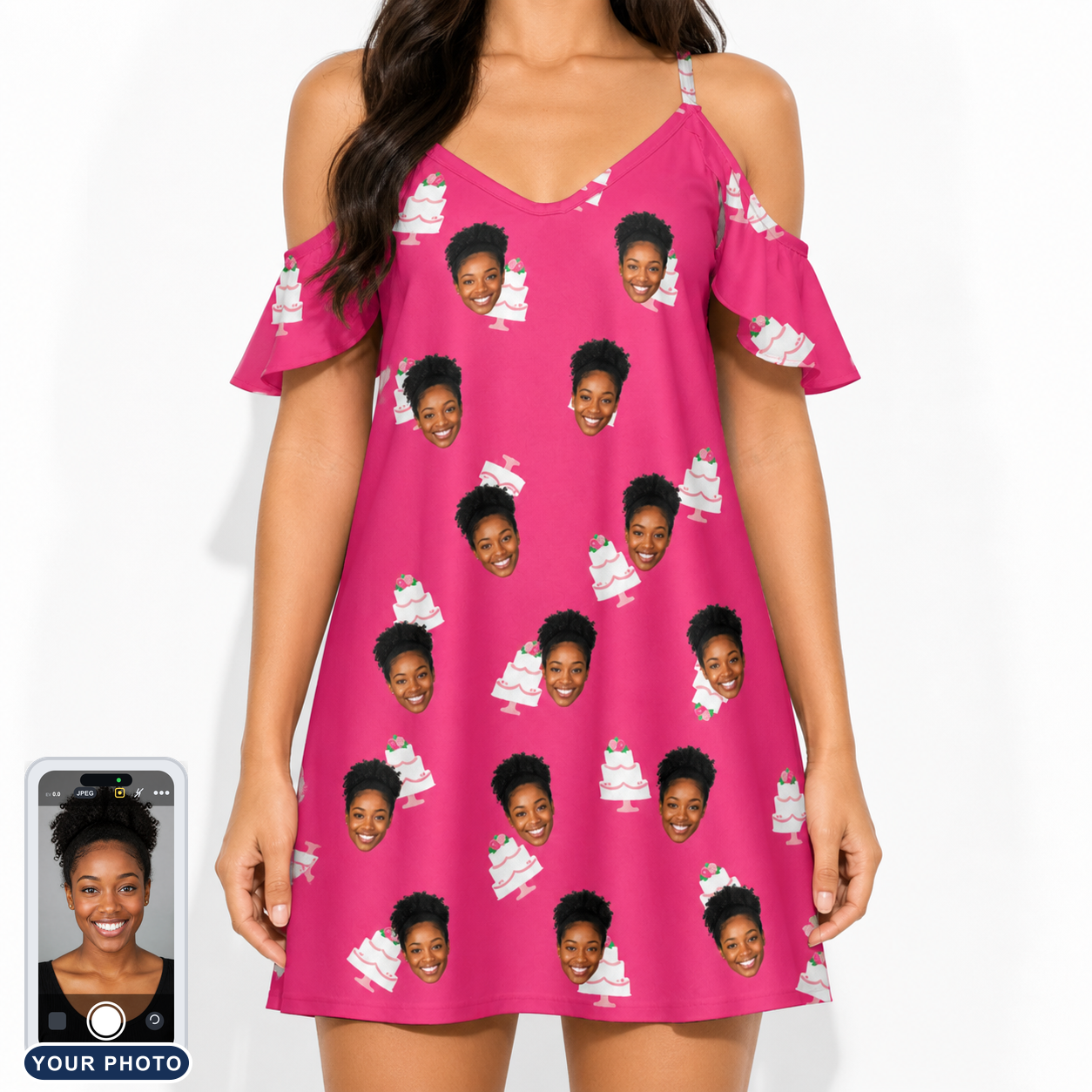 Women's Tiered Tease Custom Face Off-Shoulder Dress