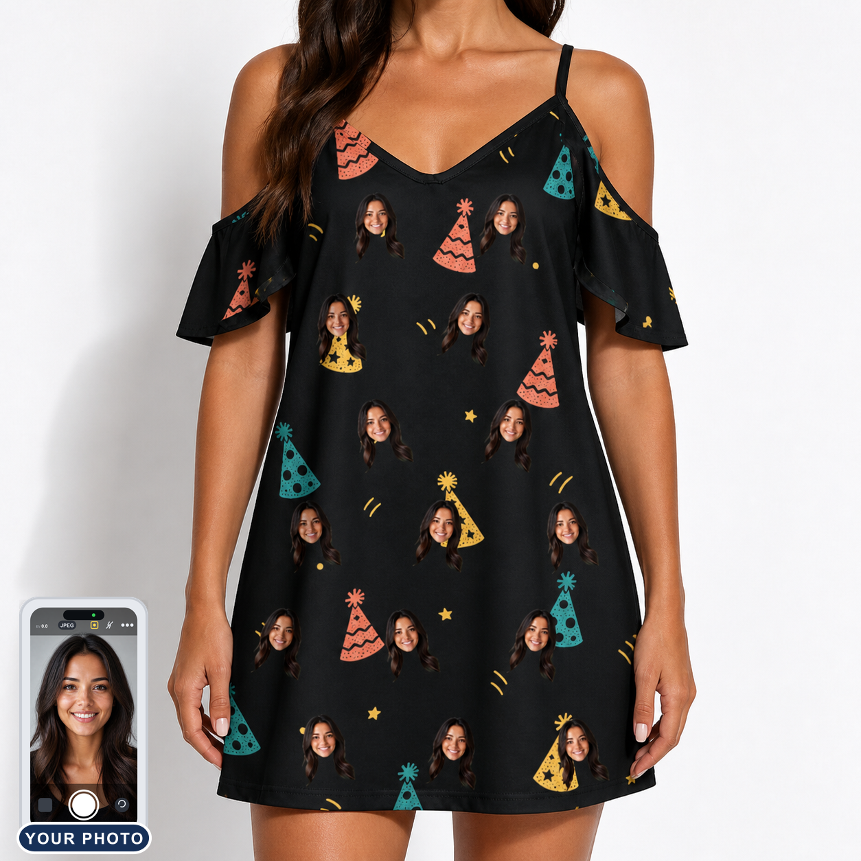 Women's Hooray Hats Custom Face Off-Shoulder Dress