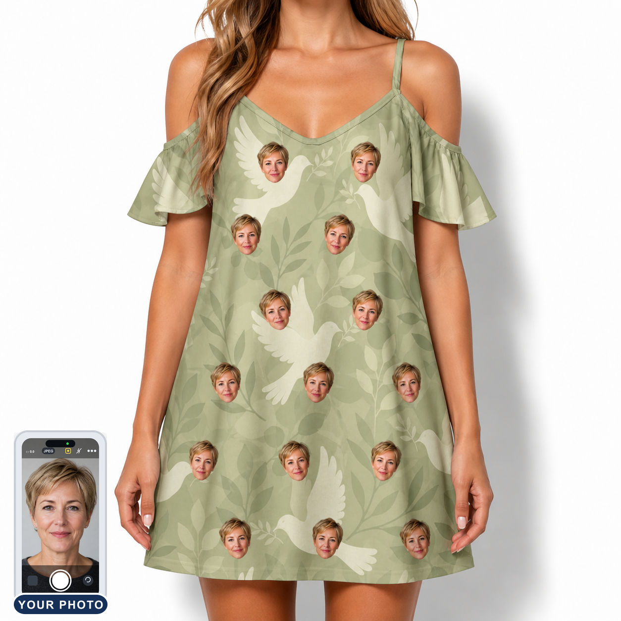 Women's Seaglass Serenade Custom Face Off-Shoulder Dress