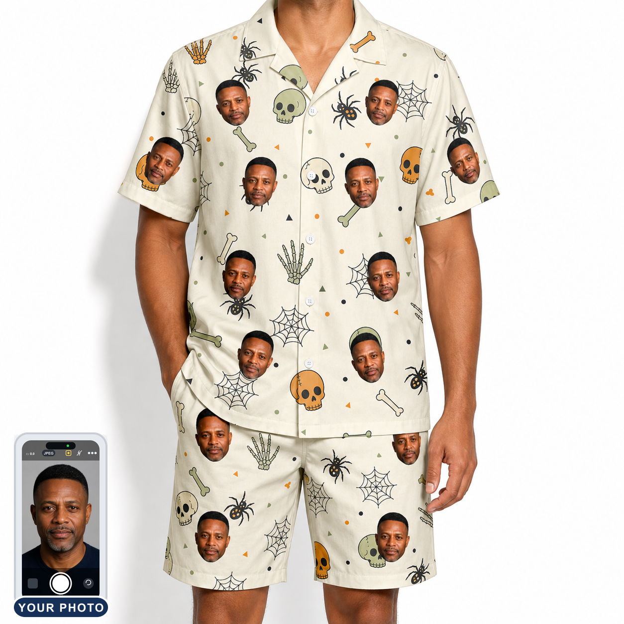 Men's Bony Boogie Custom Face Shirt & Shorts Set