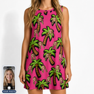 Women's Sunset Plumeria Custom Face Tank Dress