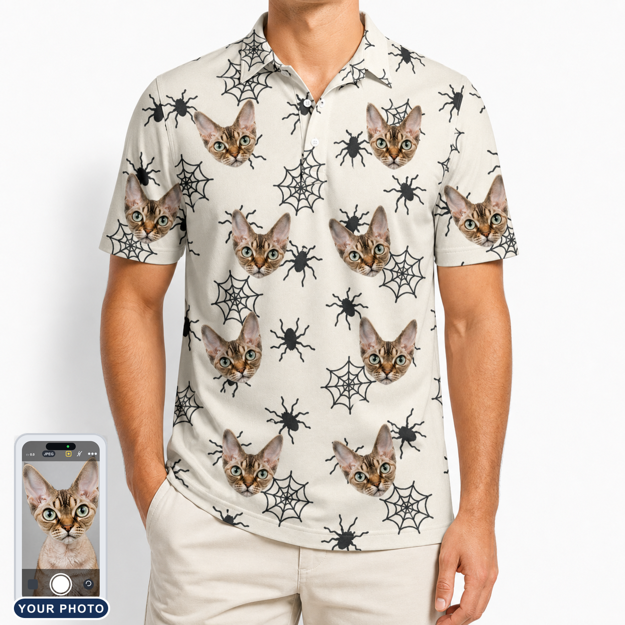 Men's Tangle Terror Custom Cat Face Polo Shirt