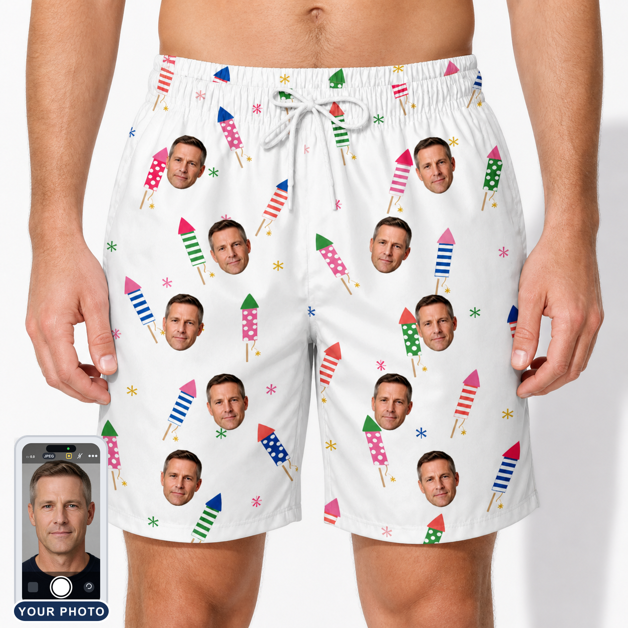 Men's Boom Banner Custom Face Beach Shorts