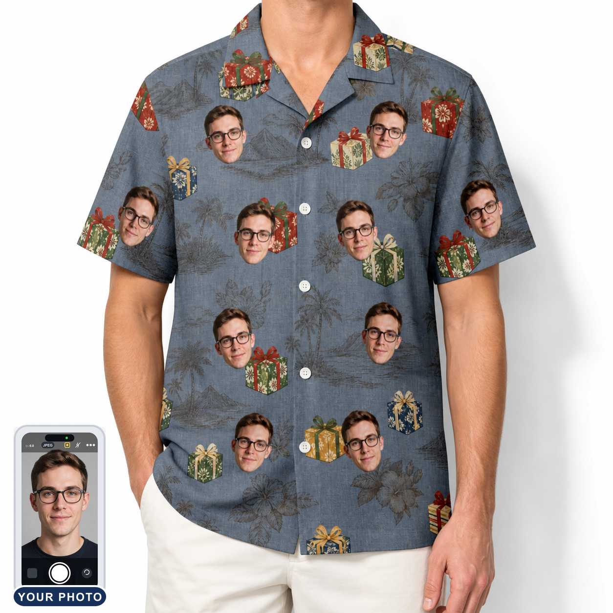 Men's Present Party Custom Face Hawaiian Shirt