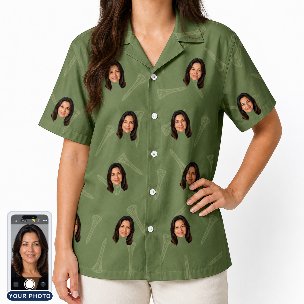 Women's Fairway Flair Custom Face Hawaiian Shirt