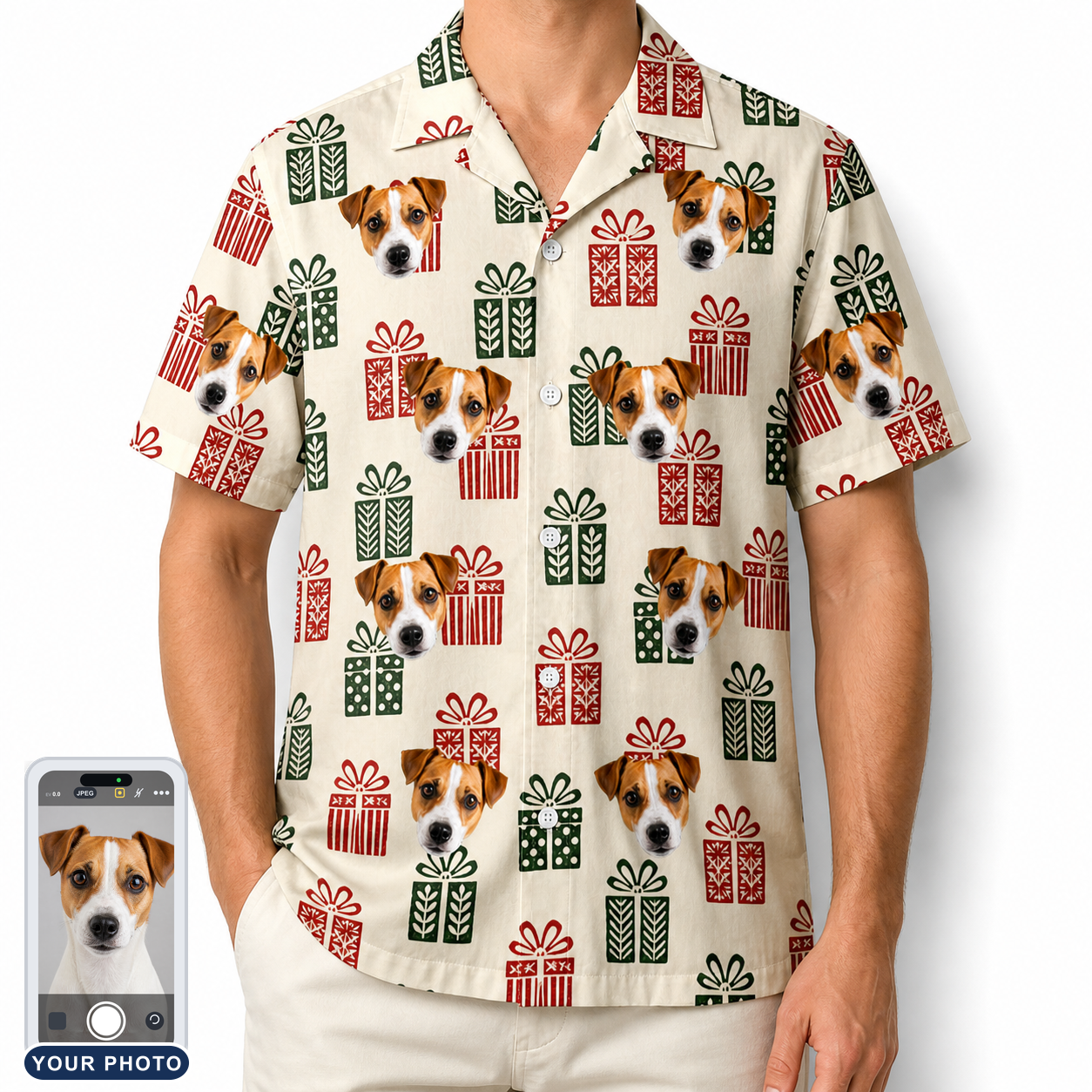 Men's Bowtiful Bundles Custom Dog Face Hawaiian Shirt