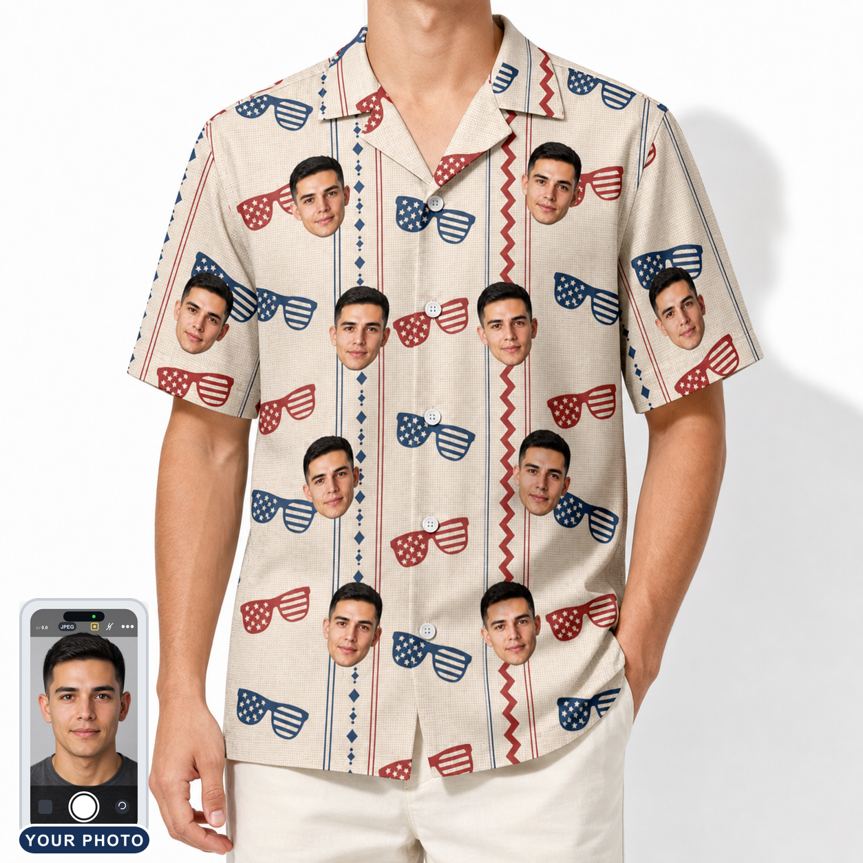 Men's Firework Frames Custom Face Hawaiian Shirt