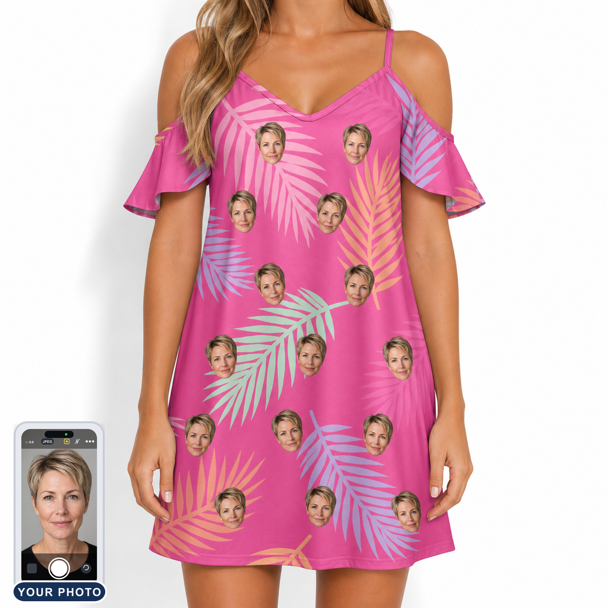 Women's Swaying Sweethearts Custom Face Off-Shoulder Dress