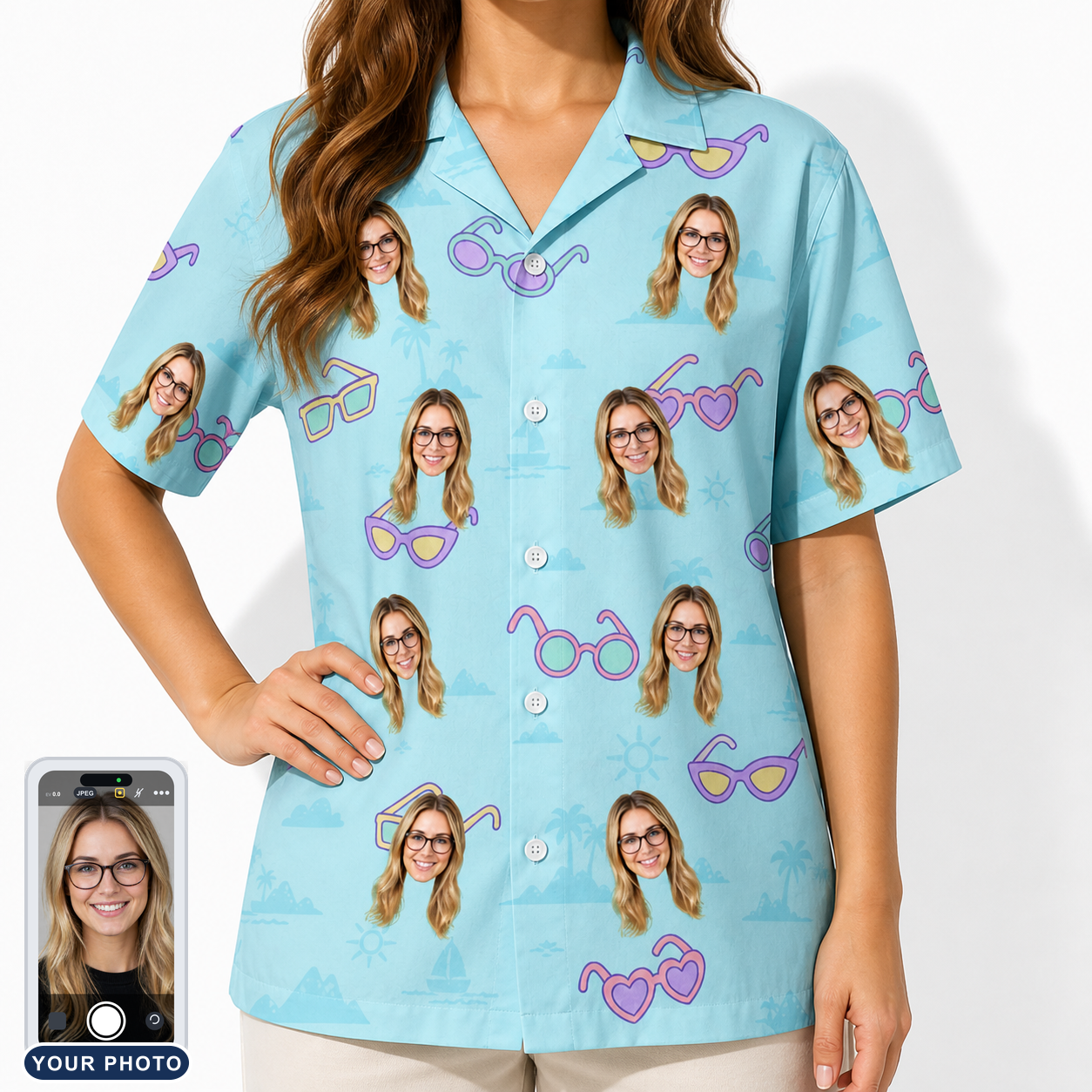Women's Sunny Specs Custom Face Hawaiian Shirt