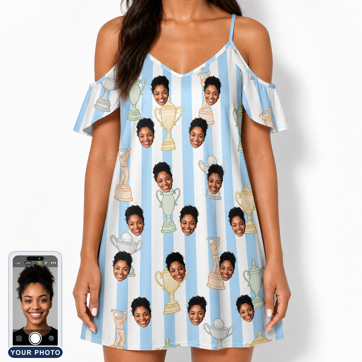 Women's Green Glory Custom Face Off-Shoulder Dress