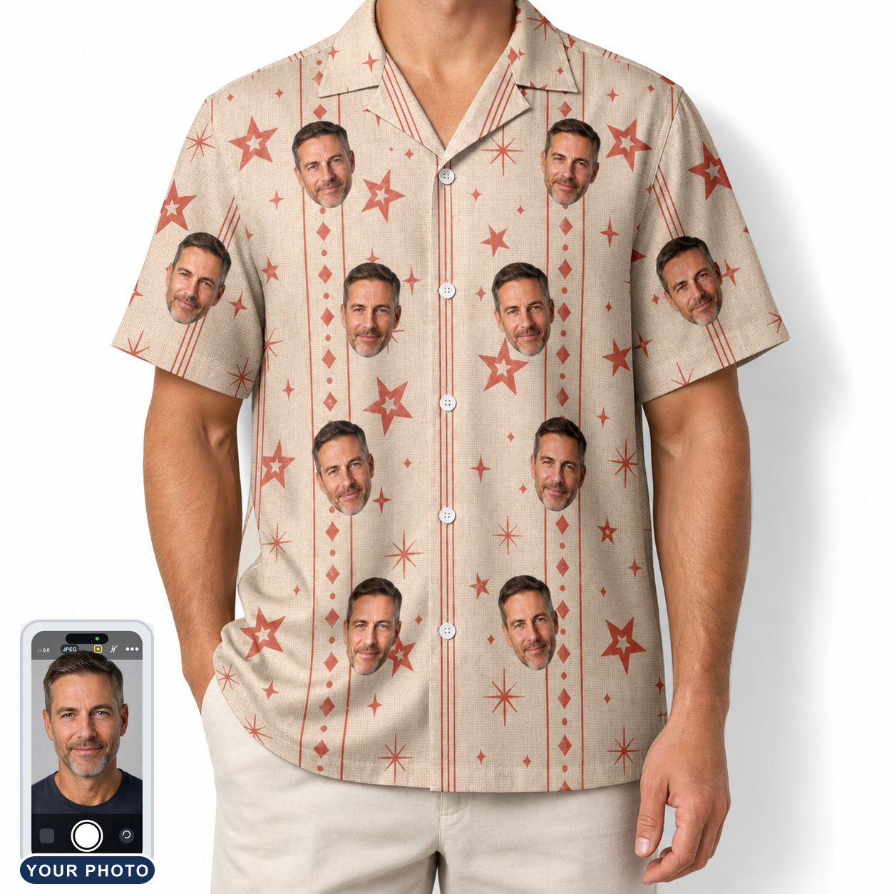 Men's Glow Gala Custom Face Hawaiian Shirt