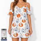 Women's Jack O'Jitters Custom Cat Face Off-Shoulder Dress