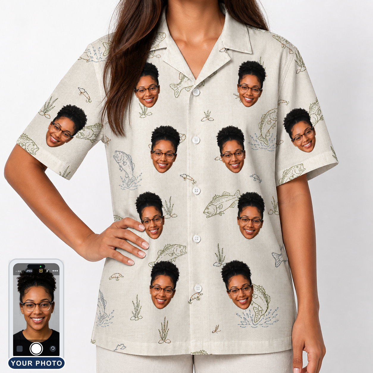 Women's Bass Bash Custom Face Hawaiian Shirt