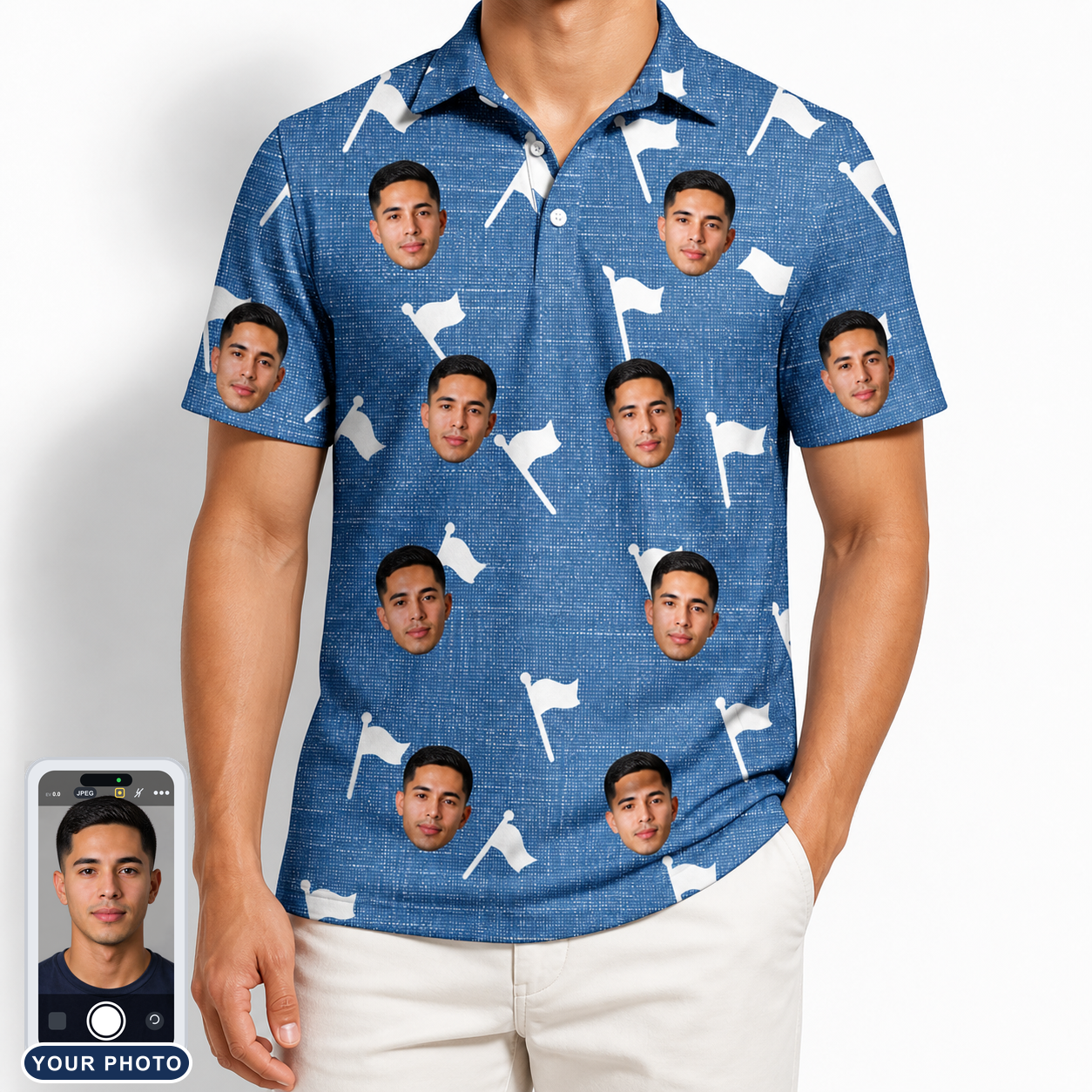 Men's Flagstick Fanatics Custom Face Polo Shirt