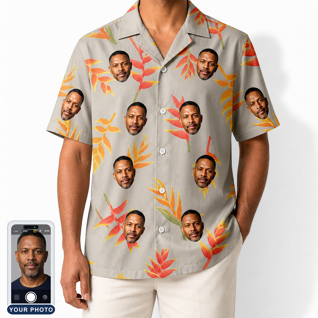 Men's Bract Attack Custom Face Hawaiian Shirt