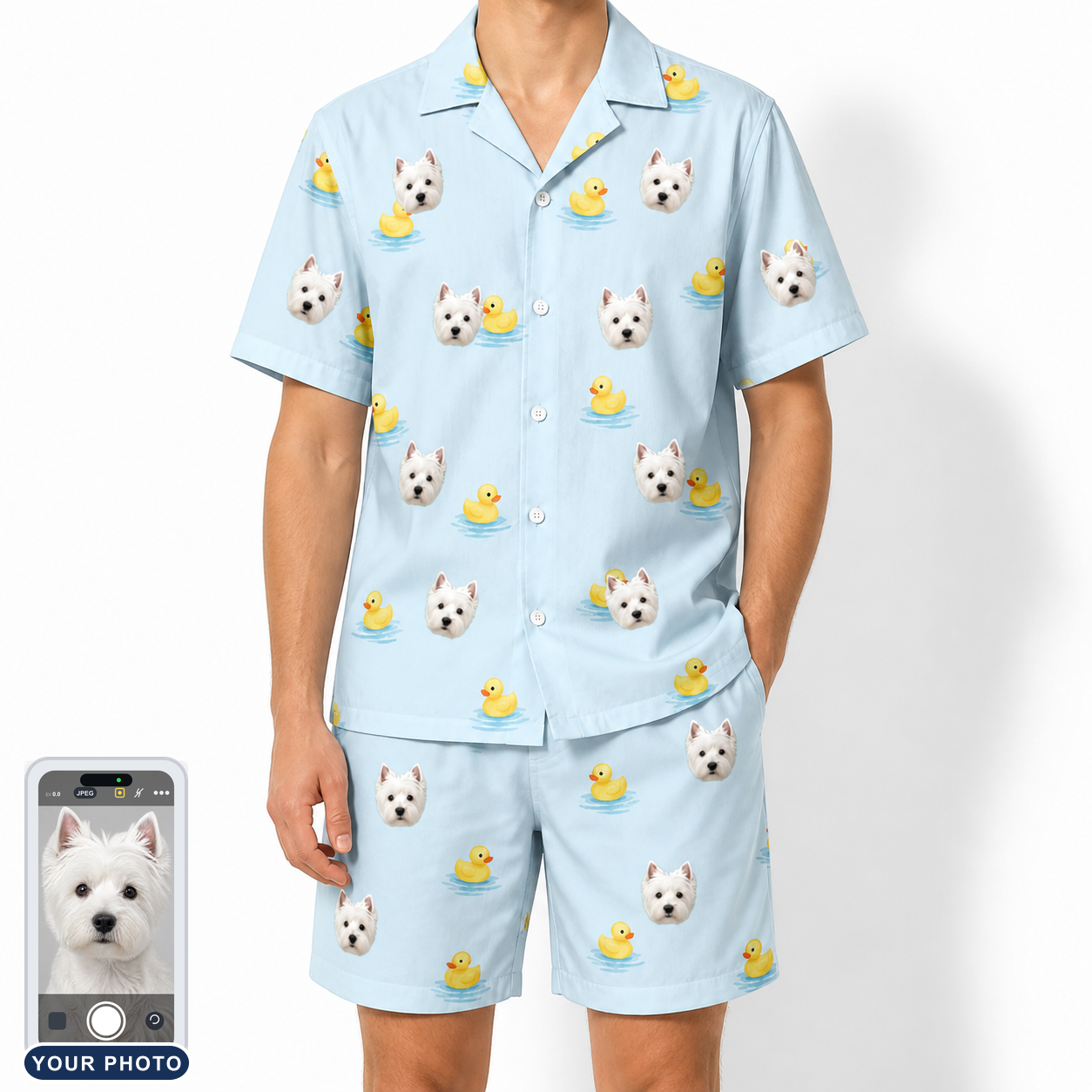 Men's Rubber Rover Custom Dog Face Shirt & Shorts Set