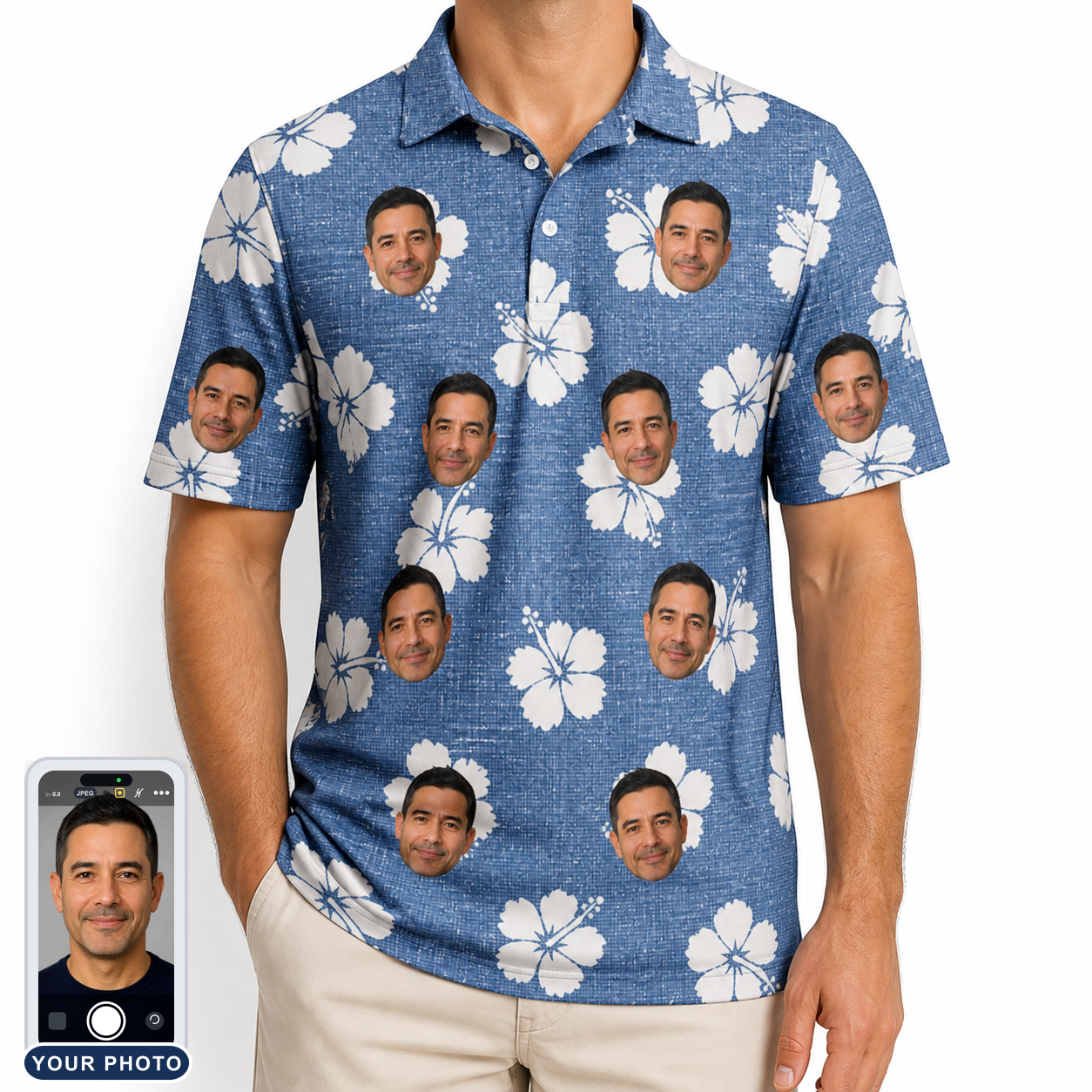 Men's Riviera Reverie Custom Face Polo Shirt