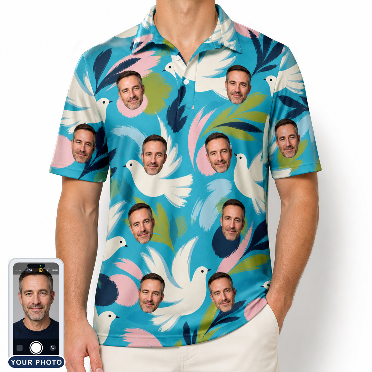 Men's Altar Aviary Custom Face Polo Shirt