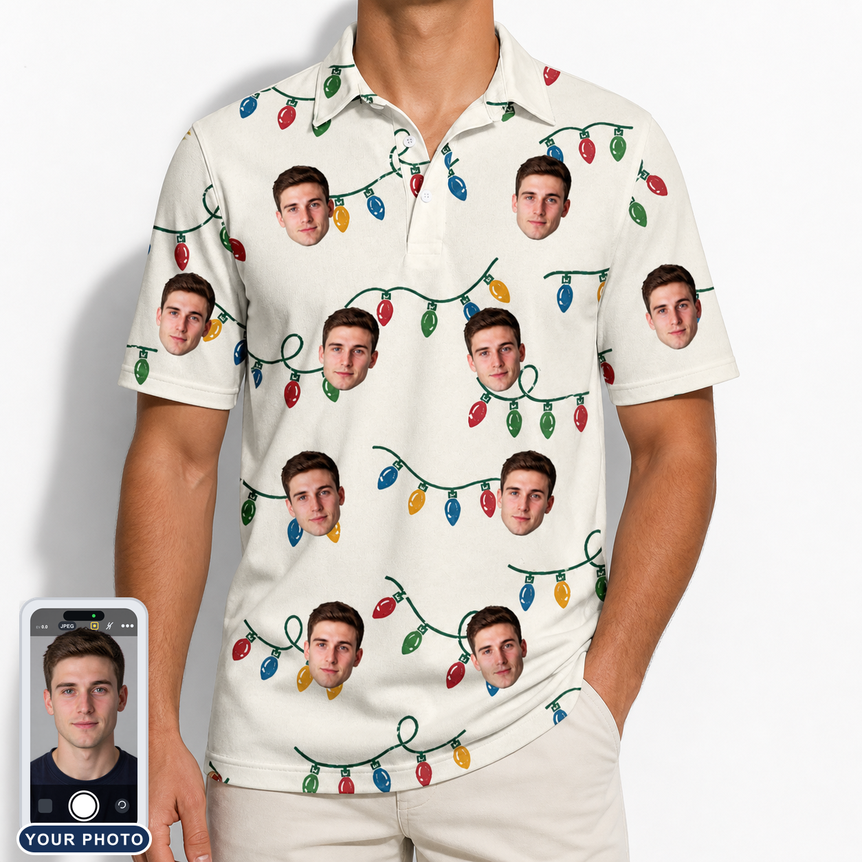 Men's Twinkle Tangled Custom Face Polo Shirt