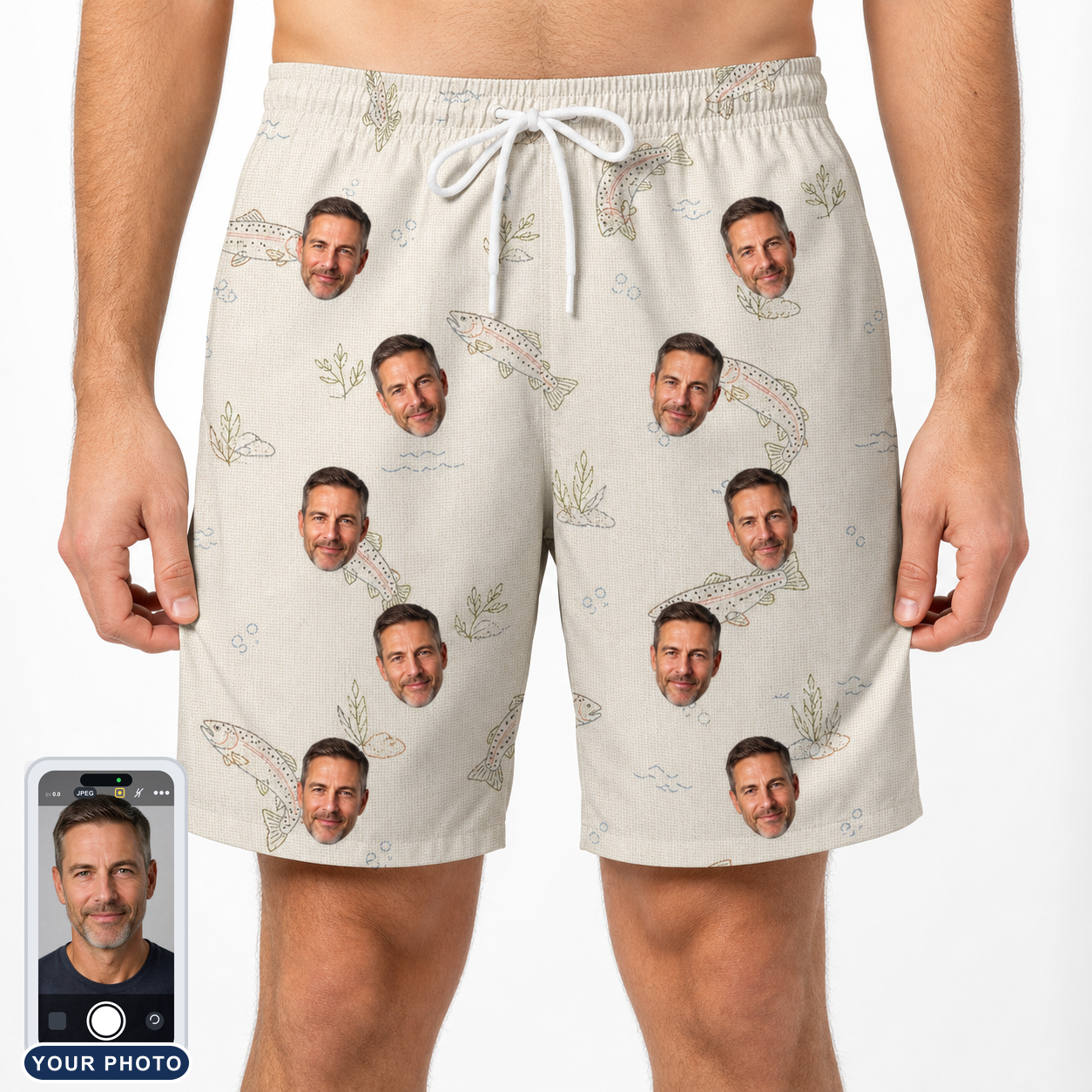 Men's Creek Chic Custom Face Beach Shorts