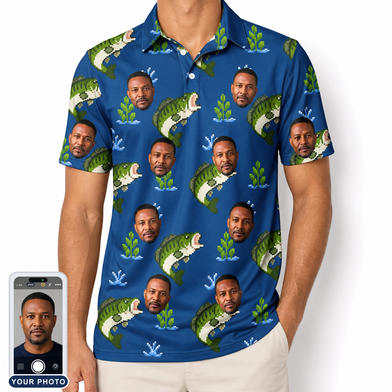 Men's Scale Mail Custom Face Polo Shirt