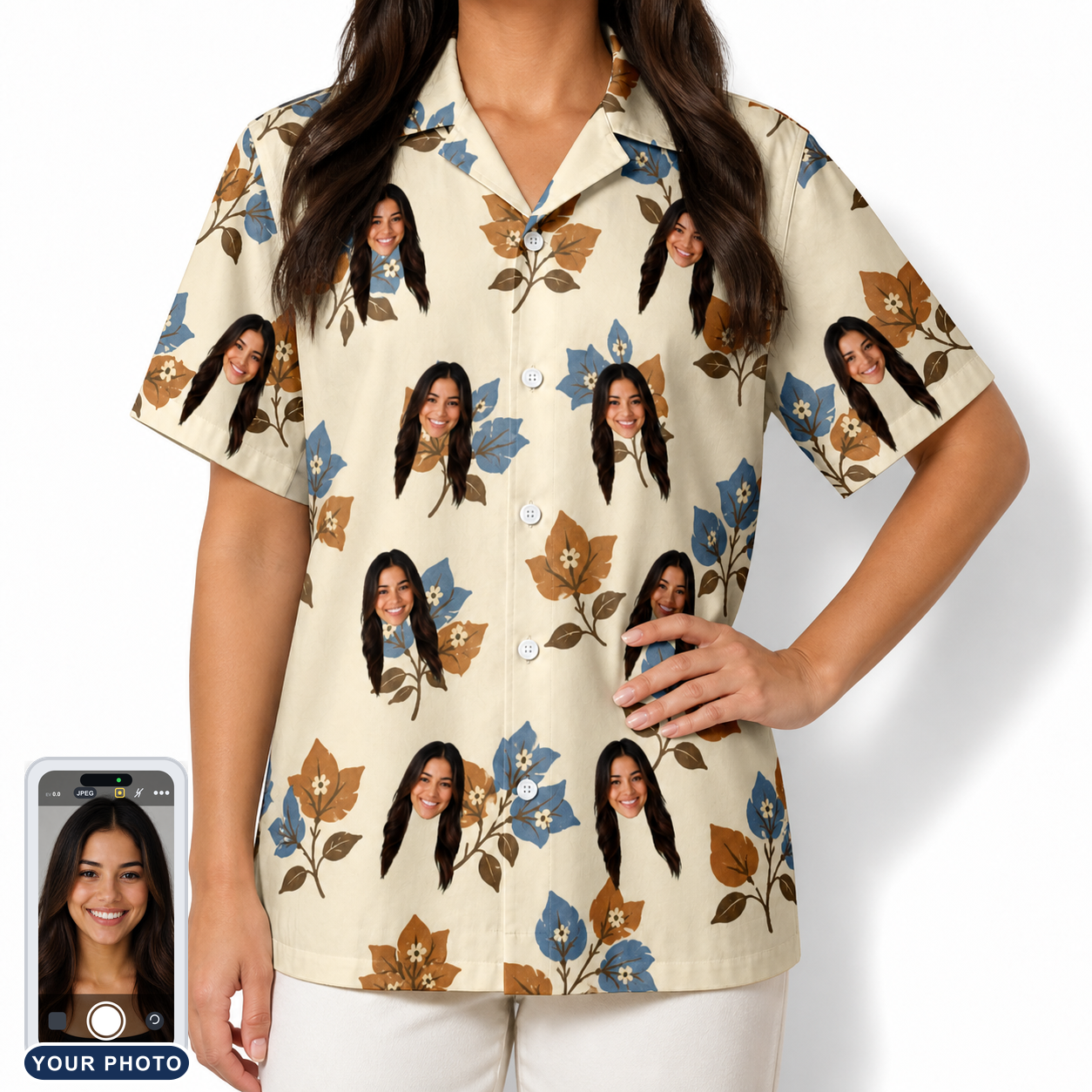 Women's Bougainvillea Bounce Custom Face Hawaiian Shirt