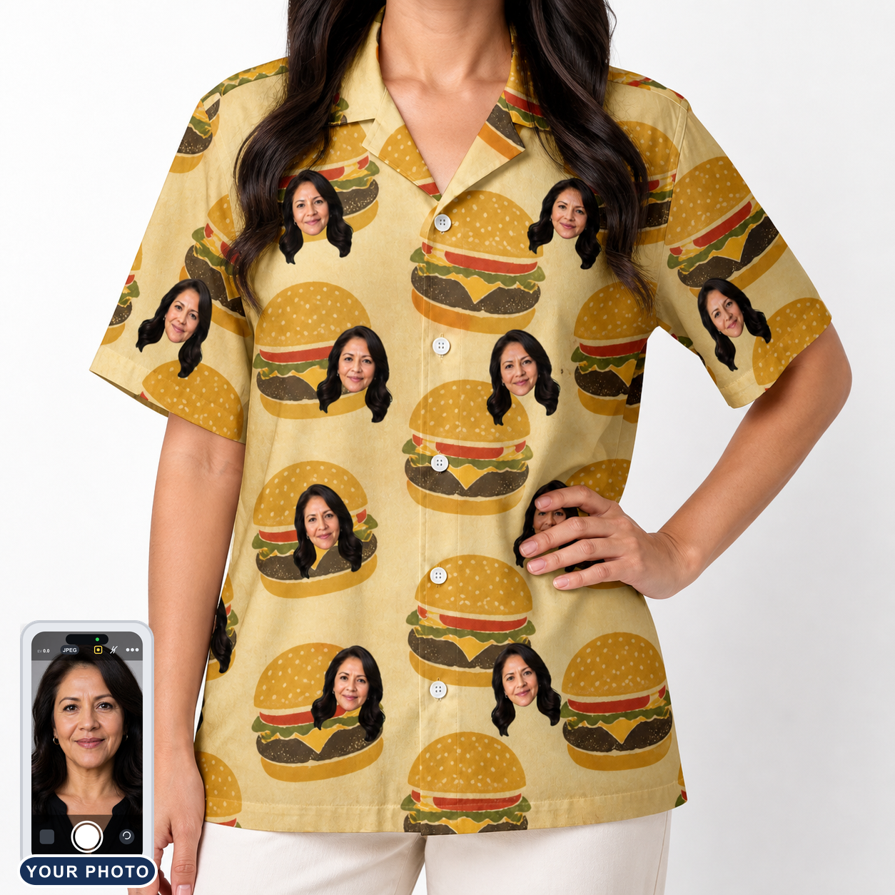 Women's Patty Potluck Custom Face Hawaiian Shirt