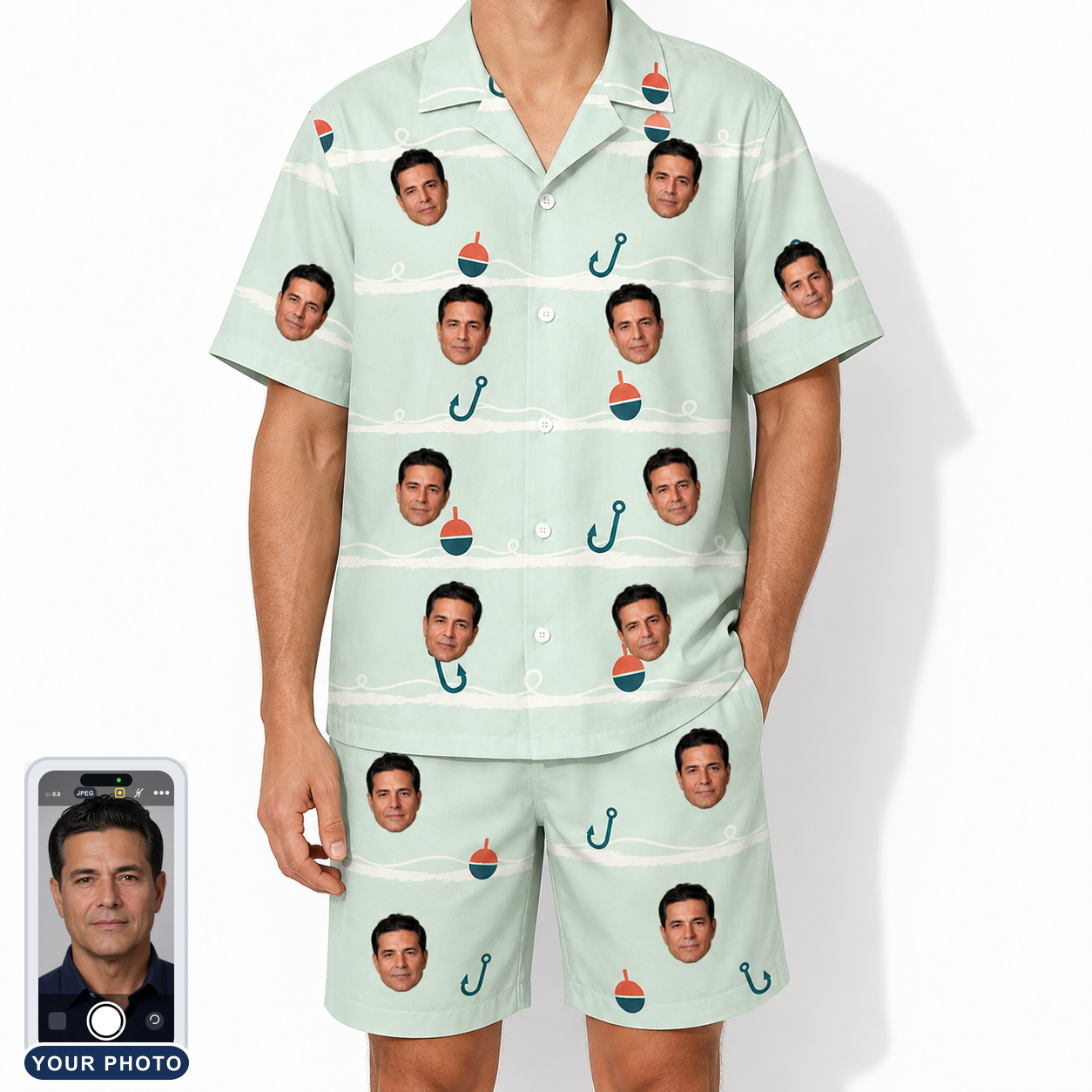 Men's Angler Angles Custom Face Shirt & Shorts Set