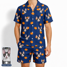 Men's Orange Oddities Custom Cat Face Shirt & Shorts Set