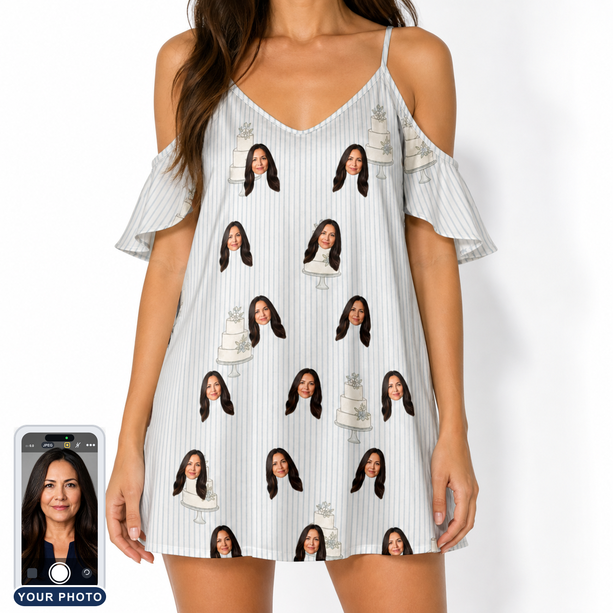 Women's Mermaid Meringue Custom Face Off-Shoulder Dress