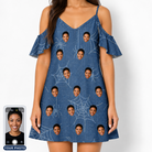Women's Silk Screams Custom Face Off-Shoulder Dress