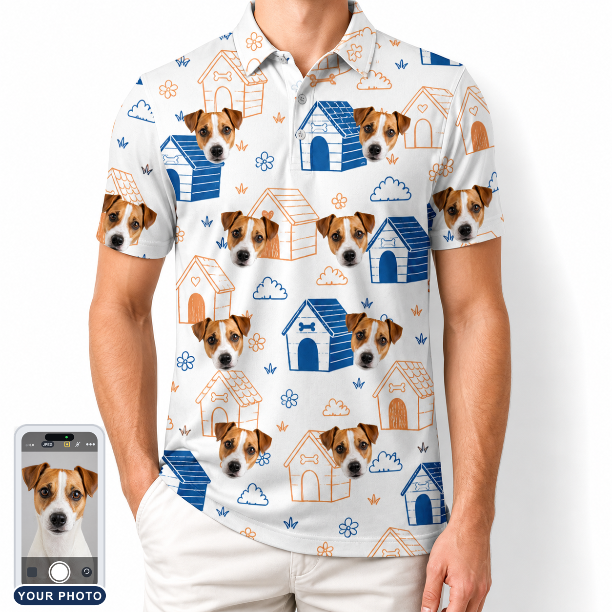 Men's Yap Yurts Custom Dog Face Polo Shirt