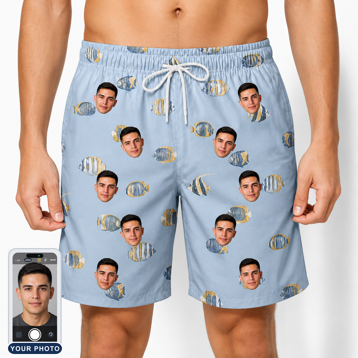 Men's Aquatic Antics Custom Face Beach Shorts