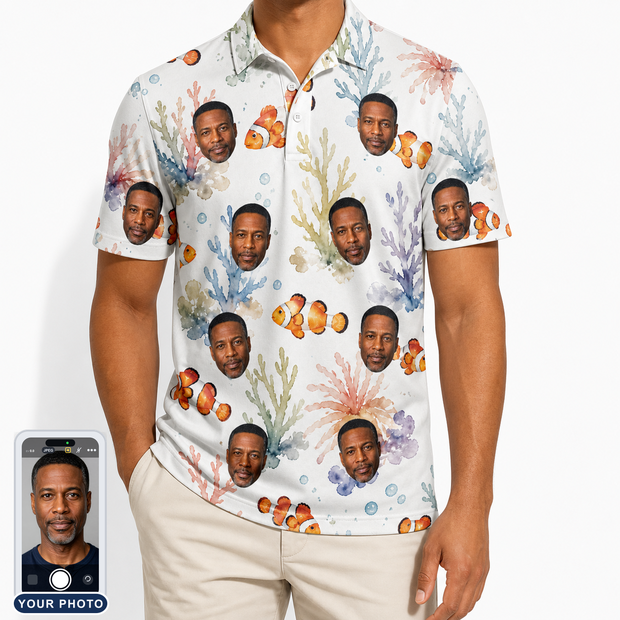 Men's Clownfish Comedy Custom Face Polo Shirt