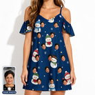 Women's Snowman Shenanigans Custom Face Off-Shoulder Dress