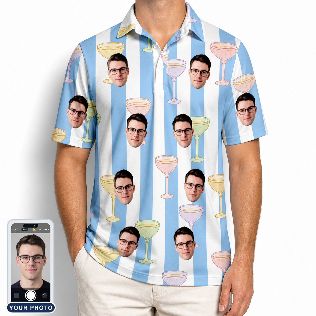 Men's Clink Wink Custom Face Polo Shirt