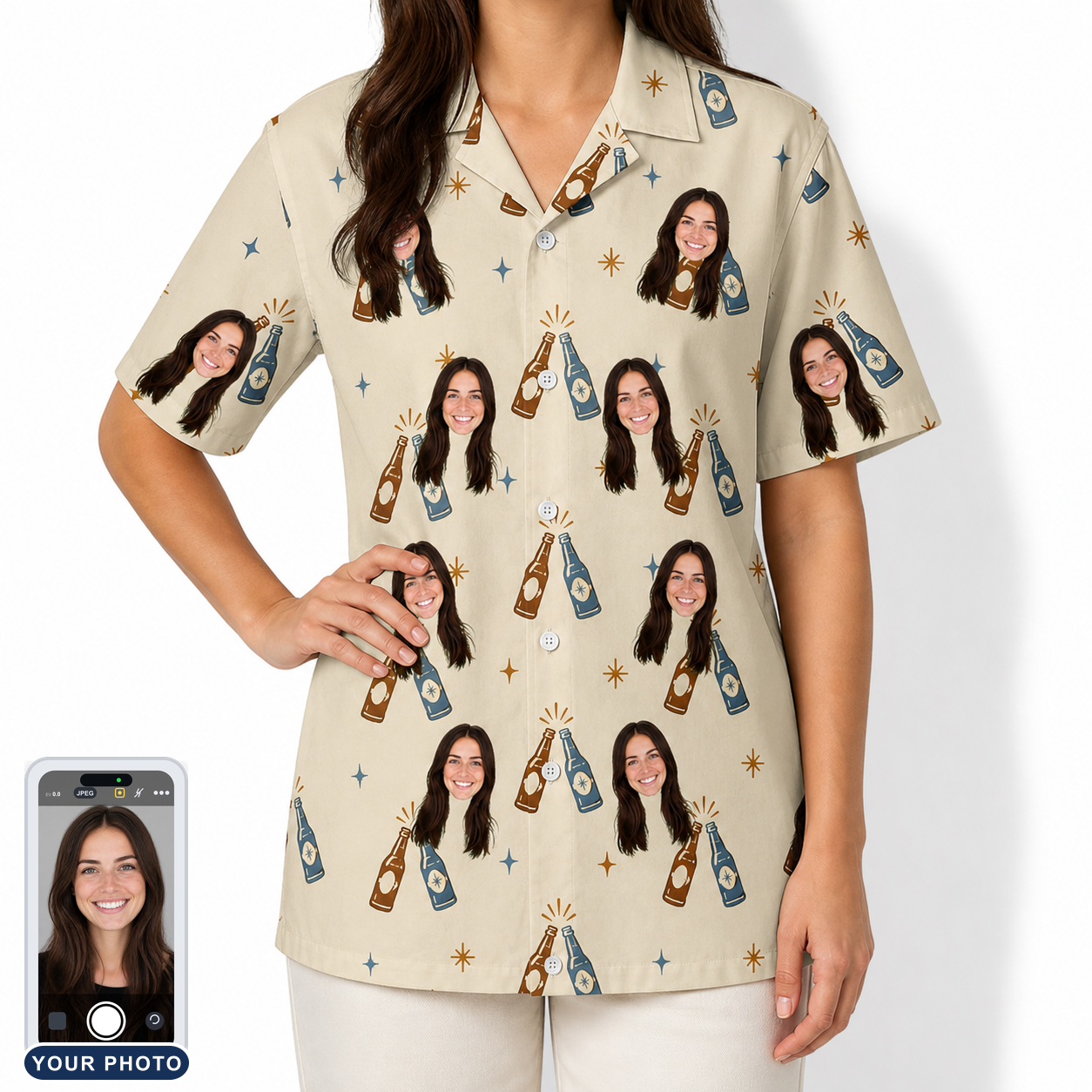 Women's Vow Vino Custom Face Hawaiian Shirt