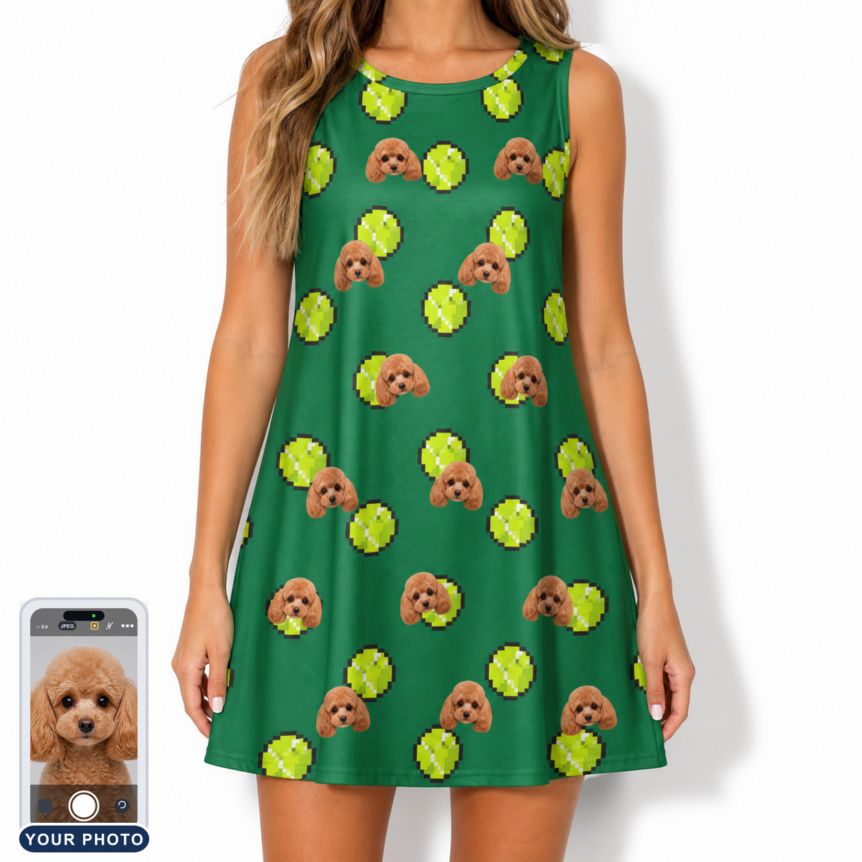 Women's Tennis Tails Custom Dog Face Tank Dress