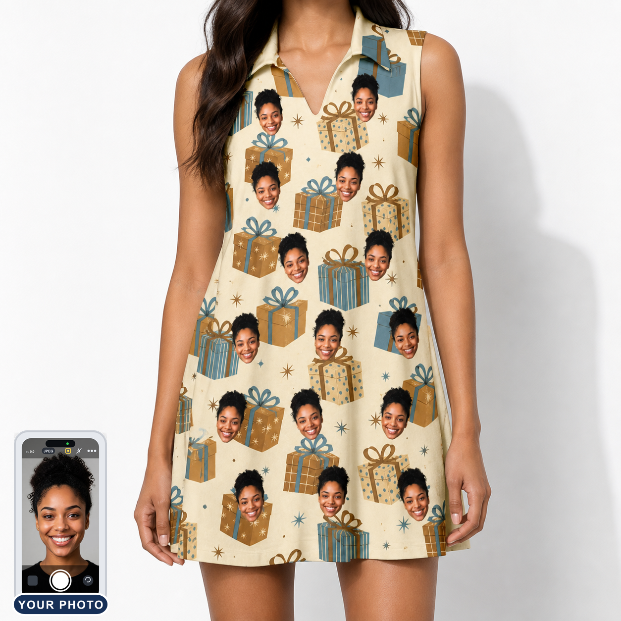 Women's Gift Glee Custom Face V-Neck Dress