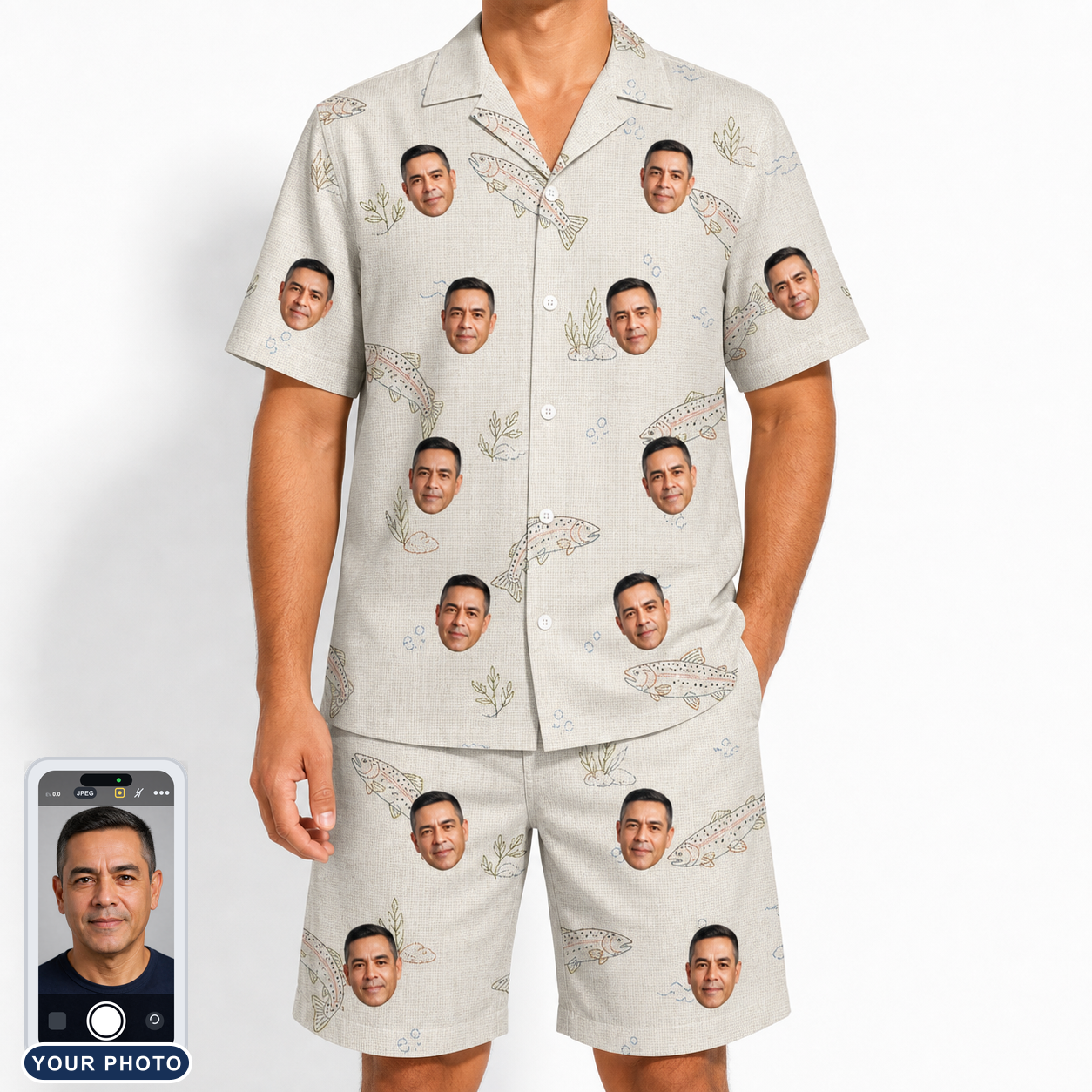 Men's Creek Chic Custom Face Shirt & Shorts Set