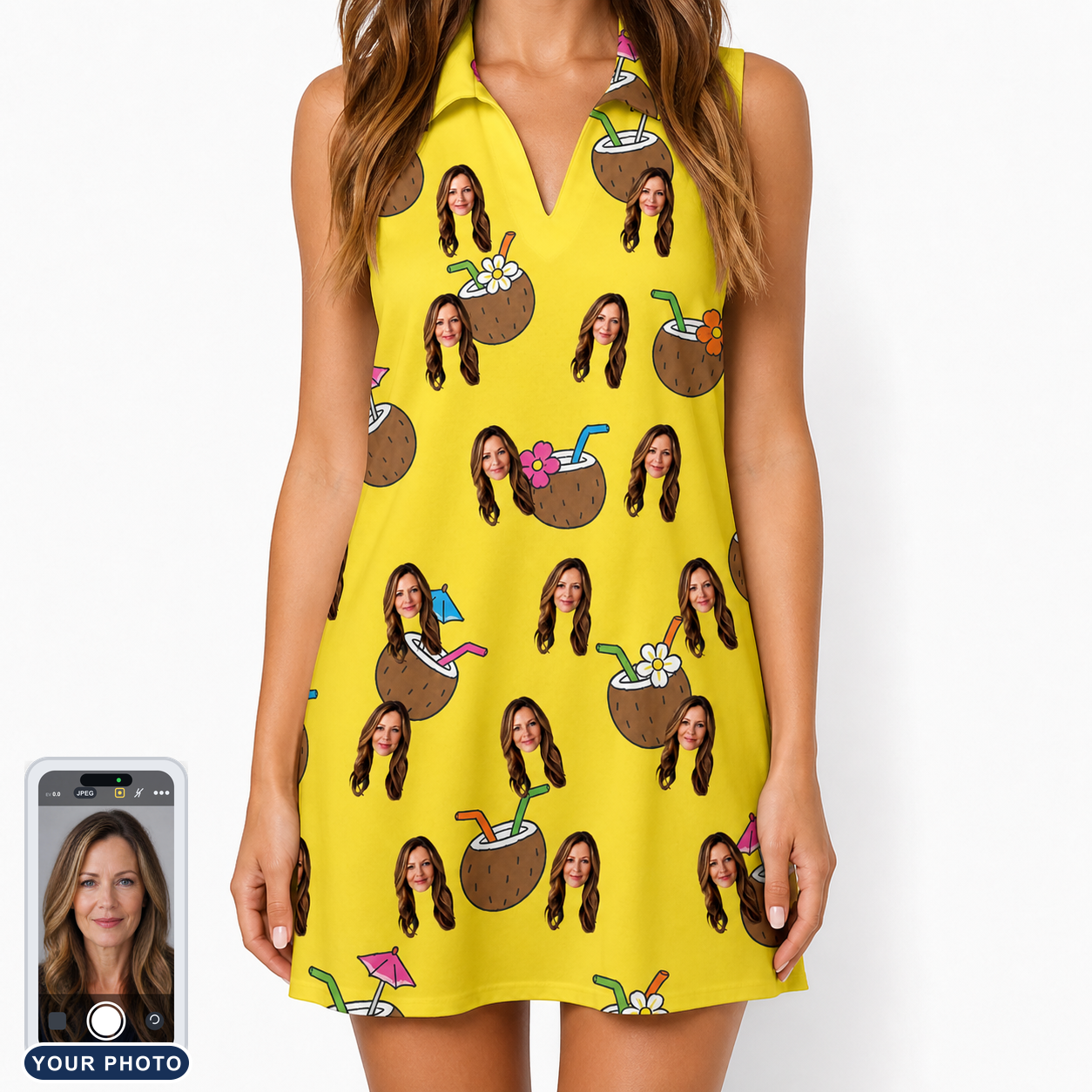 Women's Nutty Nectar Custom Face V-Neck Dress