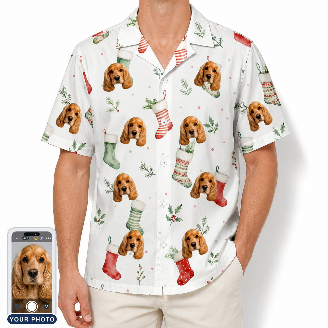 Men's Hearth Hangers Custom Dog Face Hawaiian Shirt