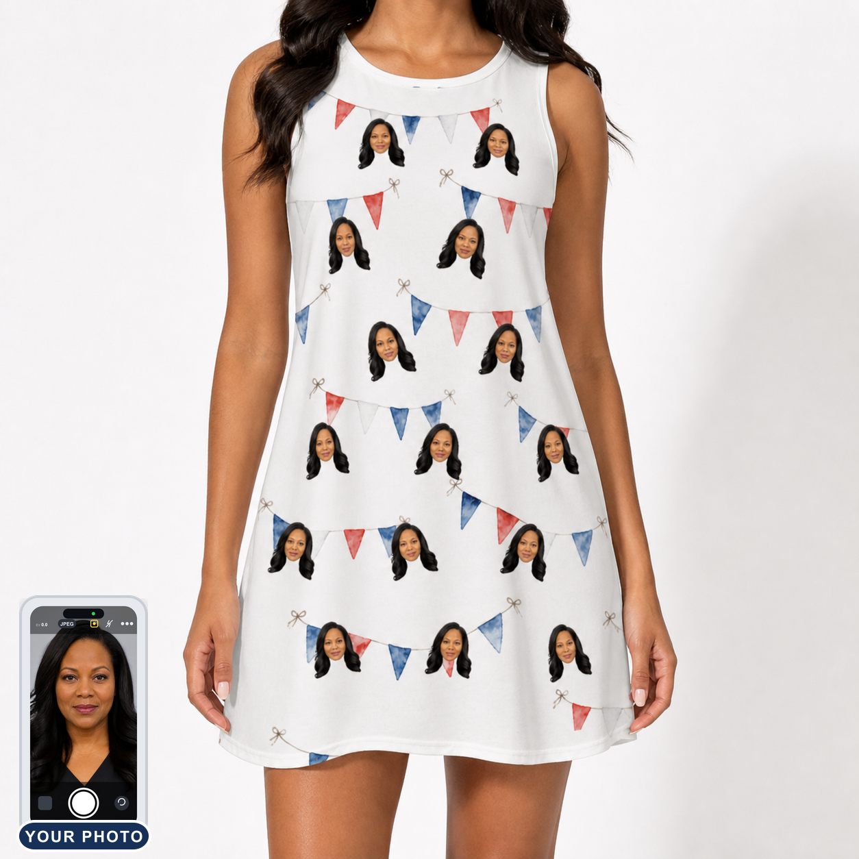 Women's Ruby Ruffles Custom Face Tank Dress