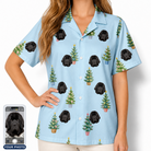 Women's Spruce Spectacle Custom Dog Face Hawaiian Shirt