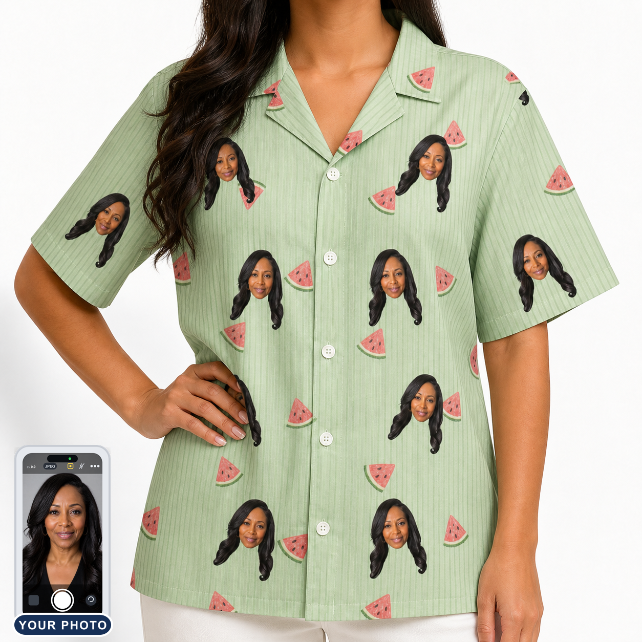 Women's Rindependence Day Custom Face Hawaiian Shirt