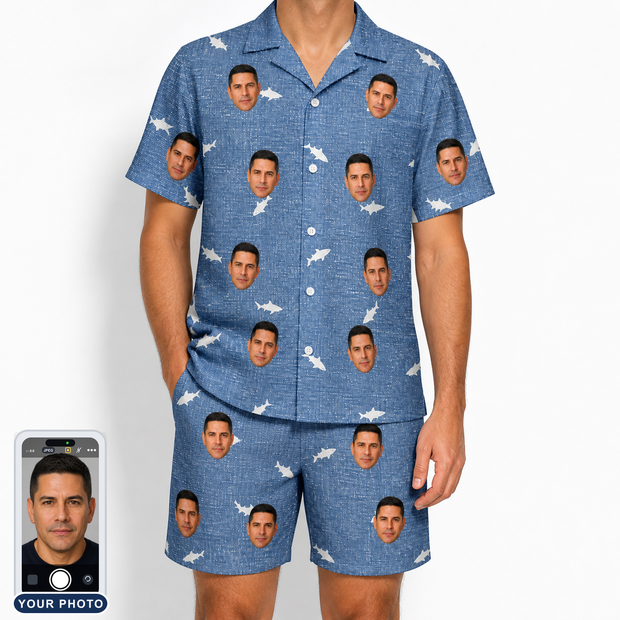 Men's Mako Minnows Custom Face Shirt & Shorts Set