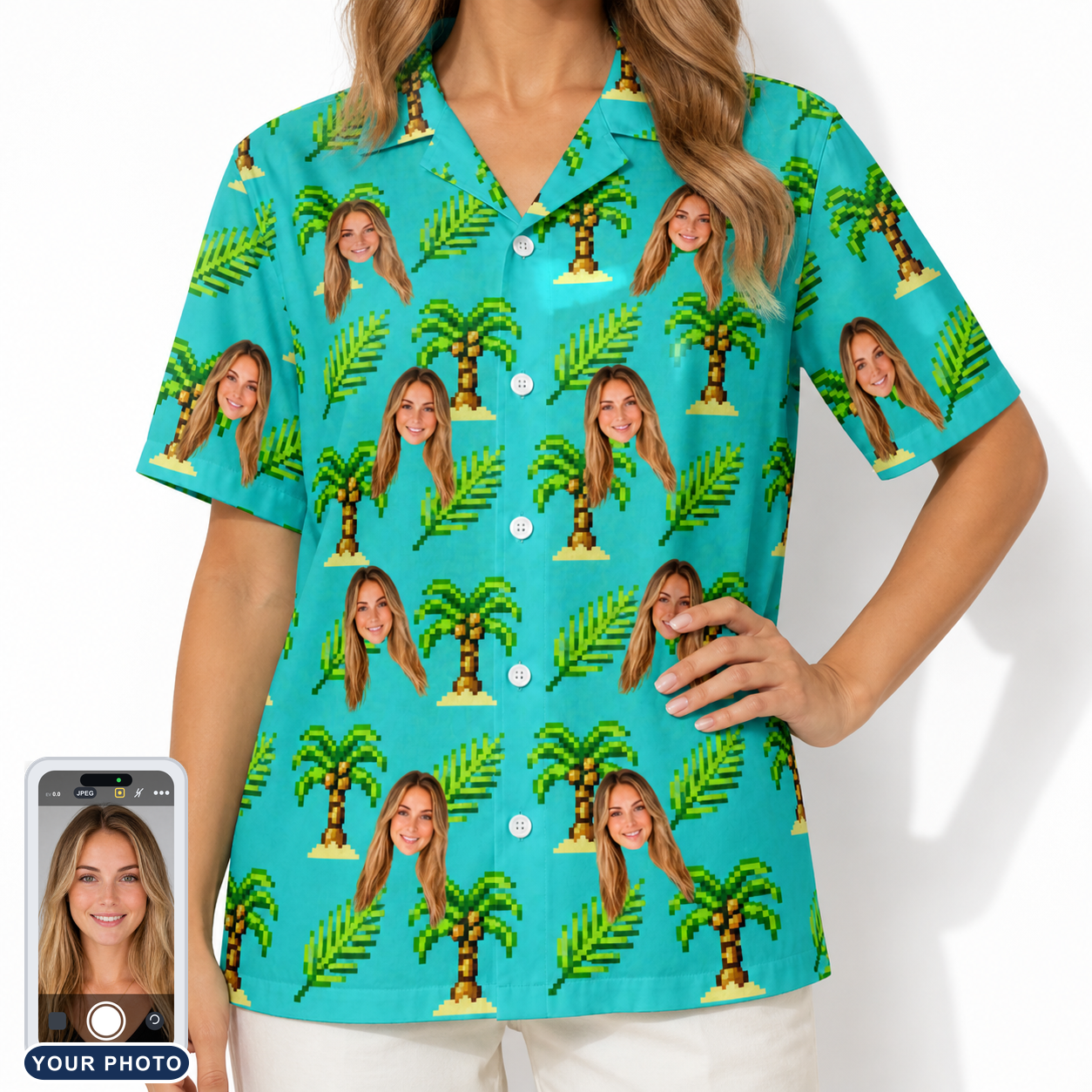 Women's Canopy Cabana Custom Face Hawaiian Shirt