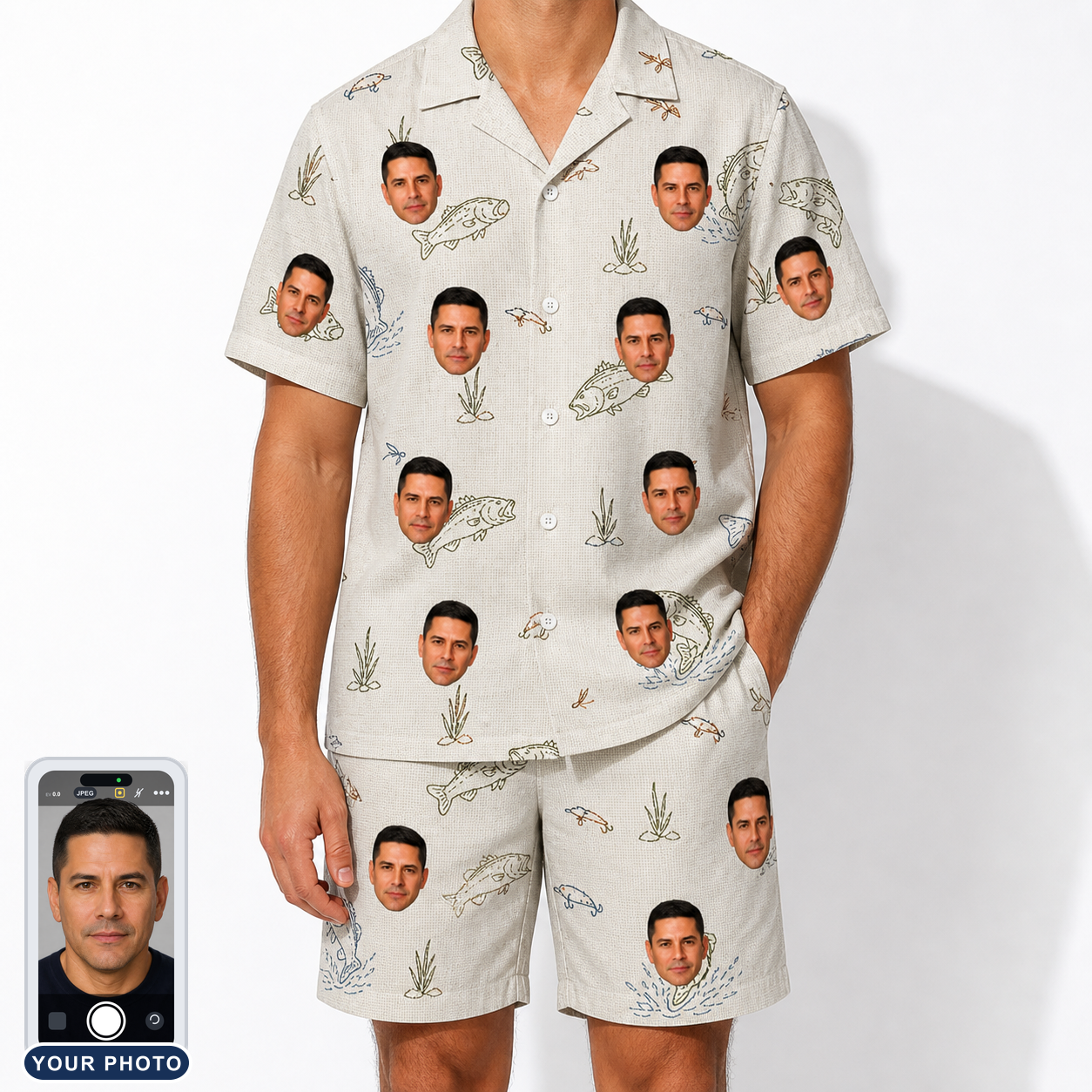 Men's Bass Bash Custom Face Shirt & Shorts Set